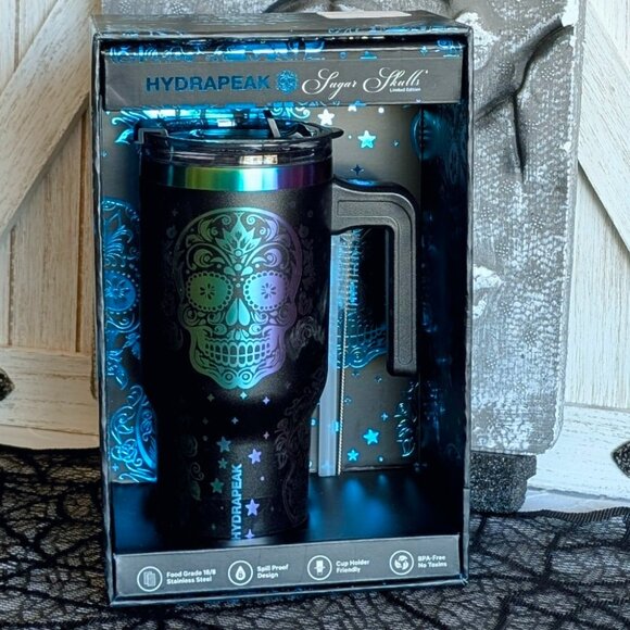 "SOLD"Hydra pea Voyager Limited Edition Sugar Skulls Holographic 25oz Tumbler 💀 - Picture 2 of 5